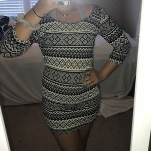Tribal print body con dress